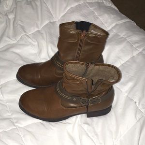 Brown leather ankle boots